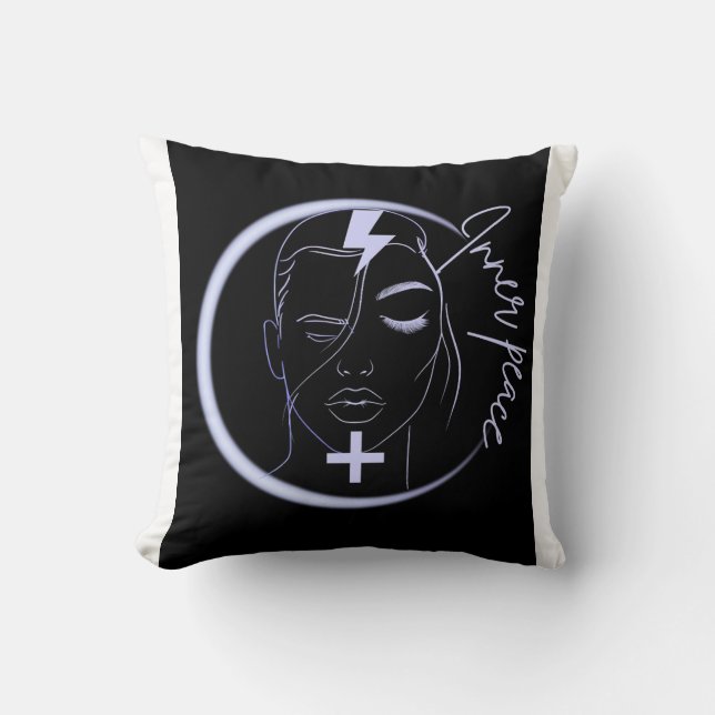 Inner Peace Positive Energy – Minimalist Neon Line Kudde (Framsida)