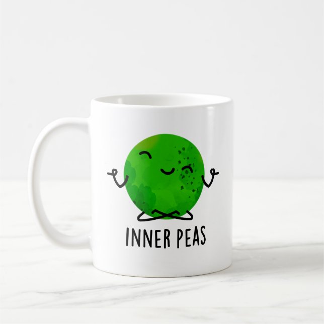 Inner Peas Funny Meditating Pea Pun Kaffemugg (Vänster)
