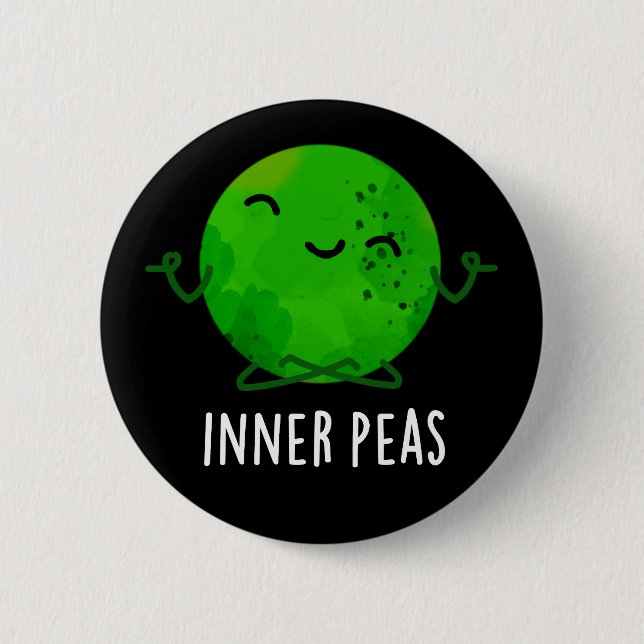 Inner Peas Funny Meditating Pea Pun Mörk BG Knapp (Framsida)