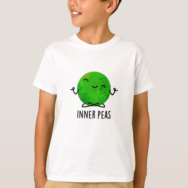 Inner Peas Funny Meditating Pea Pun T Shirt (Framsida)