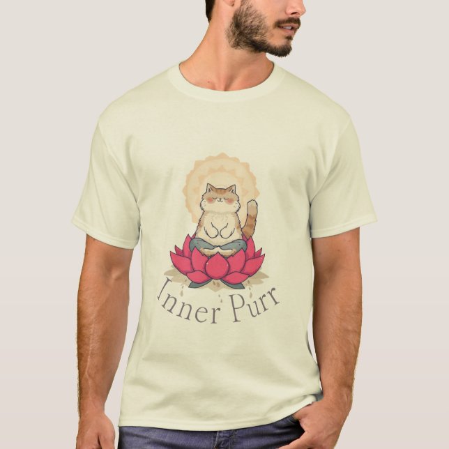 Inner Purr Meditating Cat T-Shirt (Framsida)