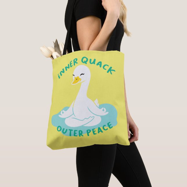 Inner Quack Outer Peace Yoga Anka Tygkasse (Närbild)