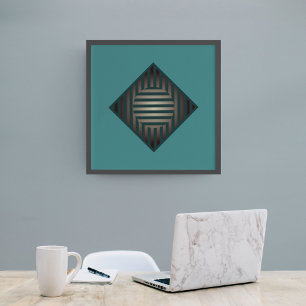 Innerdimensioner: Linjer i blå Grönt och Grått Poster