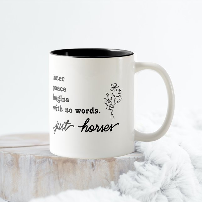Innerfreden börjar utan Ord bara Horses Mugg (inner Peace Begins with Horses Mug)