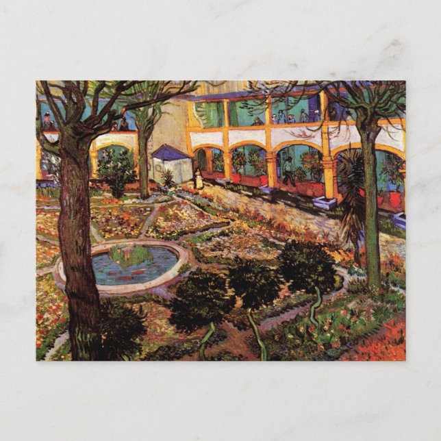 Innergård av sjukhuset i Arles av Vincent van Gogh Vykort (Framsida)
