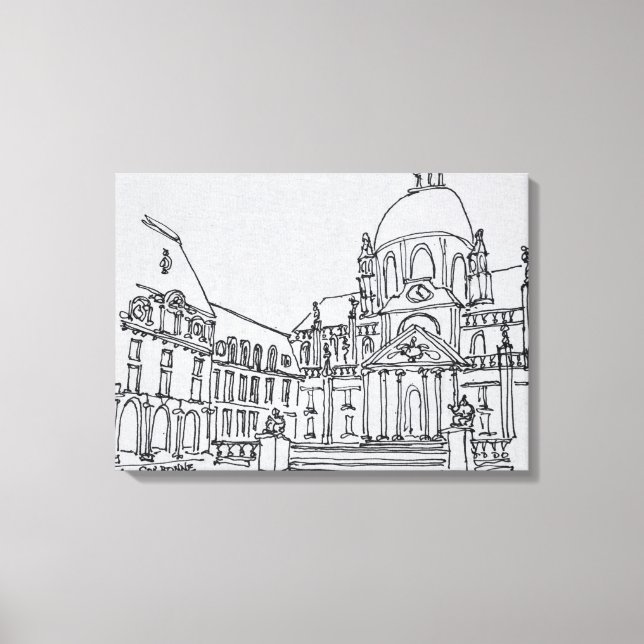 Innergård till La Sorbonne | Paris universitet Canvastryck (Framsida)
