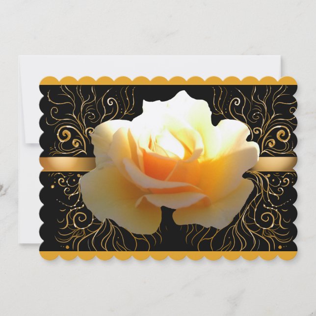Innerglöd Elegant Gult och Guld Ro Inbjudningar (Framsida)