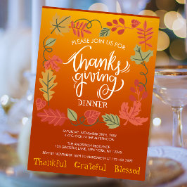 Innermatning av Höst löv-typografi, Thanksgiving Inbjudningar
