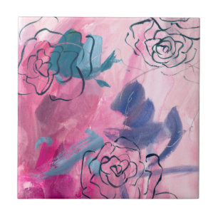 Innermusik - Blommigt Sketch Kakelplatta