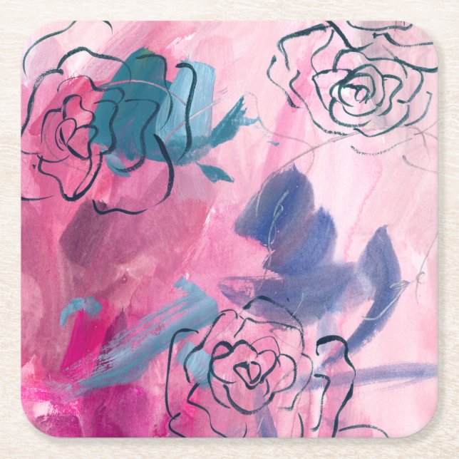 Innermusik - Blommigt Sketch Underlägg Papper Kvadrat (Framsidan)