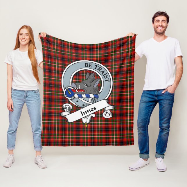 Innes av Moray klanemblem tartan rutmönster Fleecefilt (På plats)