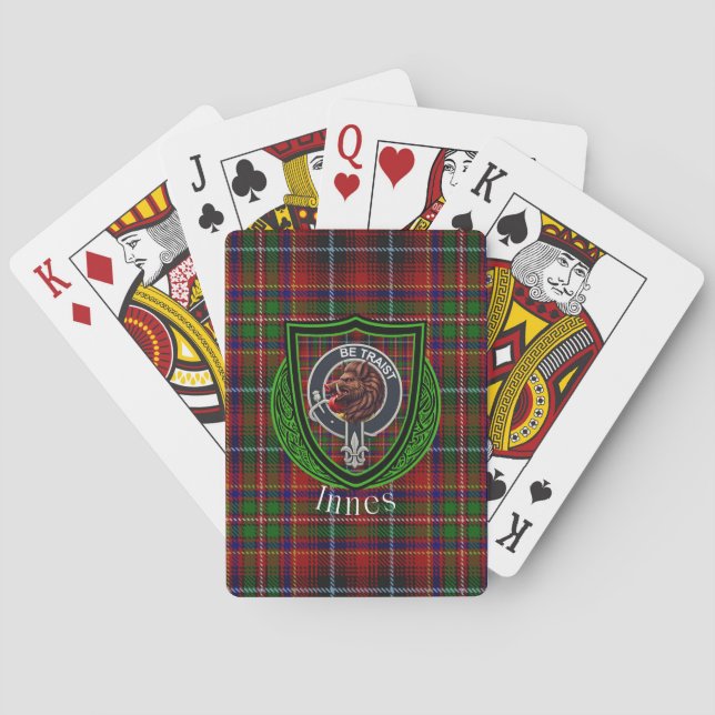 Innes Scottish Clan Tartan & Crest Casinokort (Baksidan)