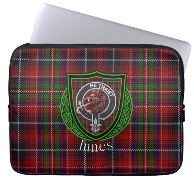 Innes Scottish Clan Tartan & Crest Laptop Fodral (Framsidan)
