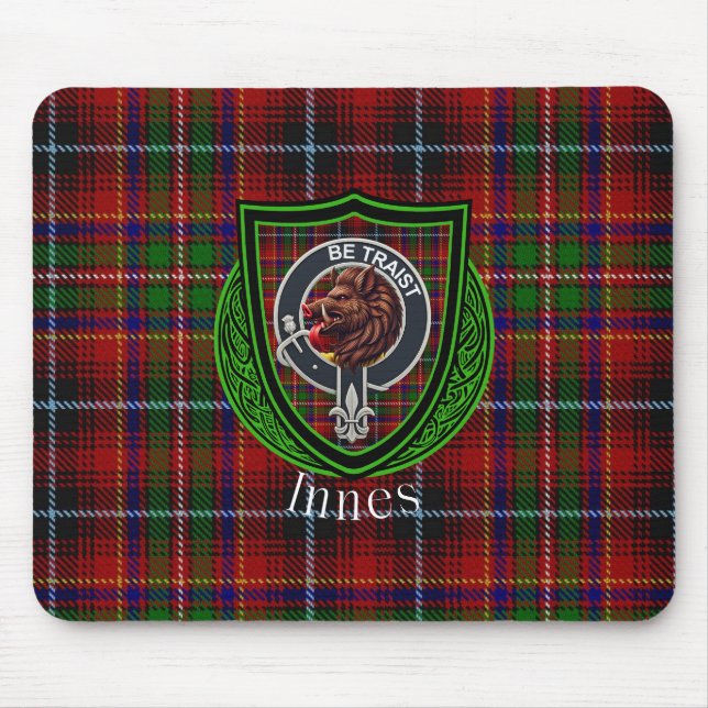 Innes Scottish Clan Tartan & Crest Musmatta (Framsidan)