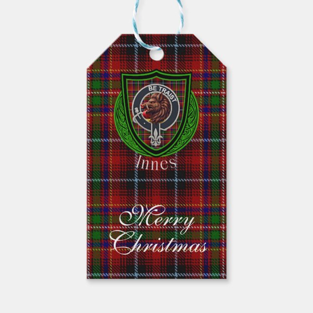 Innes skotska klan tartan & vapen presentetikett (Framsidan)