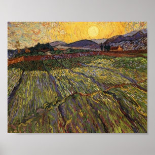 Innesluten Fält Stigning Sol (F737) Van Gogh Fine  Poster