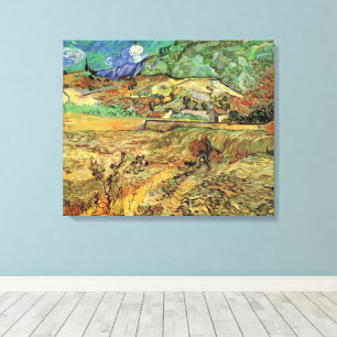 Innesluten Wheat Fält w Peasant av Vincent van Gog Canvastryck