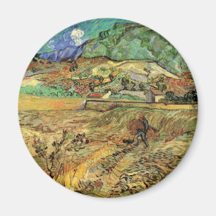 Innesluten Wheat Fält w Peasant av Vincent van Gog Magnet