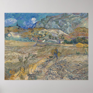 Inneslutet vete Fält med Peasant Van Gogh Poster