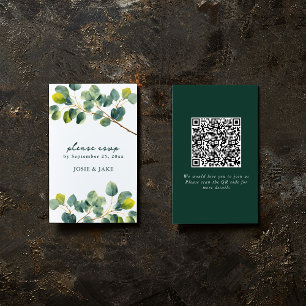 Inneslutning av Eucalyptus gren qr-bröllop OSA Tilläggskort