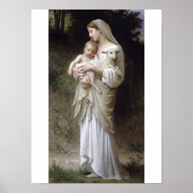 Innocense Bouguereau Lamb baby Poster (Framsidan)