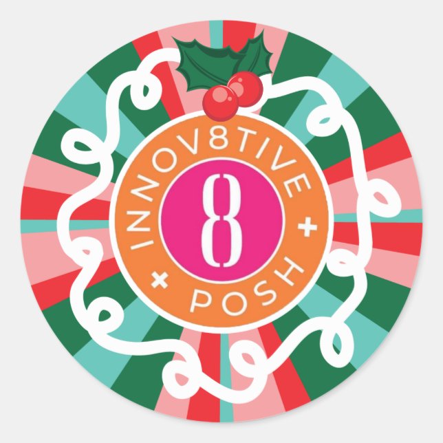 Innov8tive + Posh-julklapp, rund etikett (Framsida)