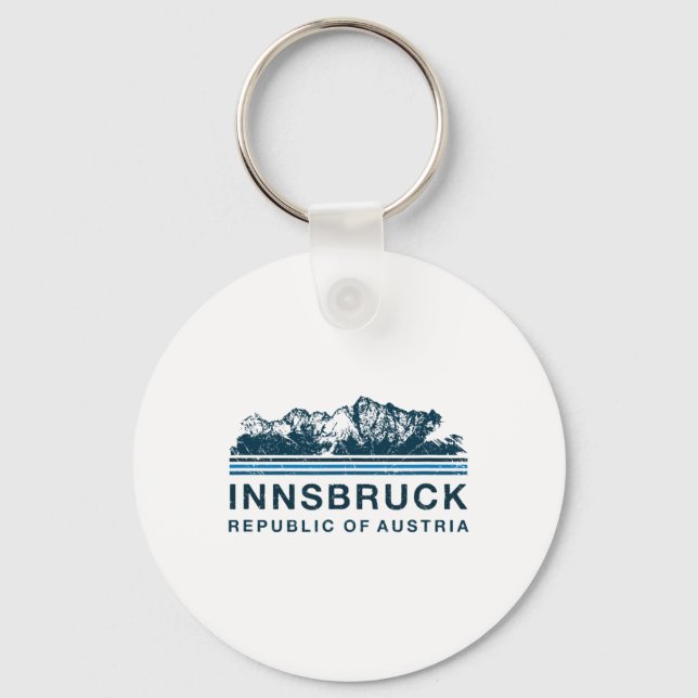 Innsbruck Austria Mountains Austrian Skiing Vintag Nyckelring (Framsida)