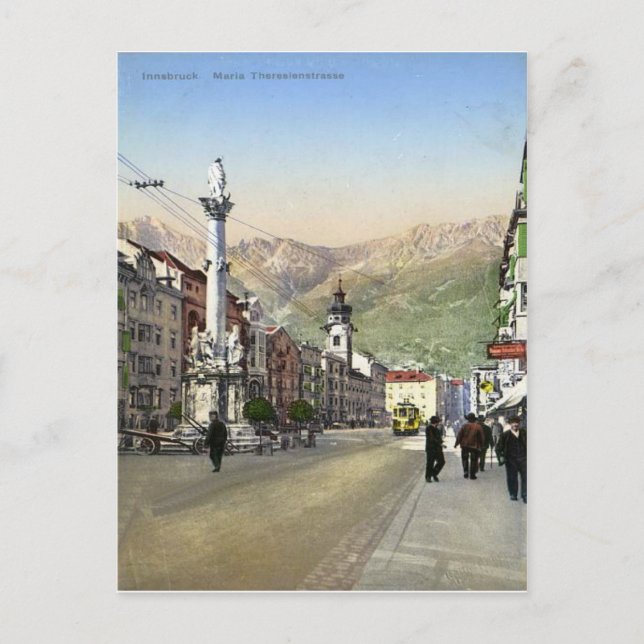 Innsbruck, Maria Theresa Strasse, Tram Vykort (Framsida)