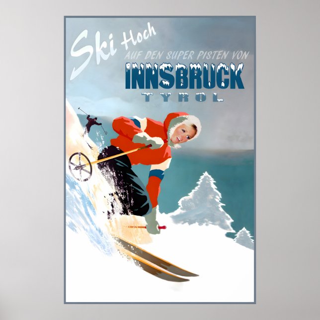Innsbruck Österrike Resaaffisch Snö Skidor Kerwend Poster (Framsidan)