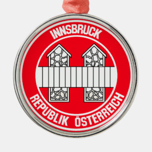 Innsbruck Round Emblem Julgransprydnad Metall