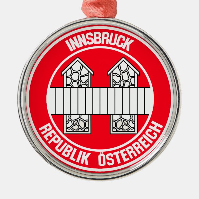 Innsbruck Round Emblem Julgransprydnad Metall (Framsidan)