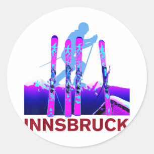 Innsbruck skidåkning & snowboard retro 90-tal runt klistermärke