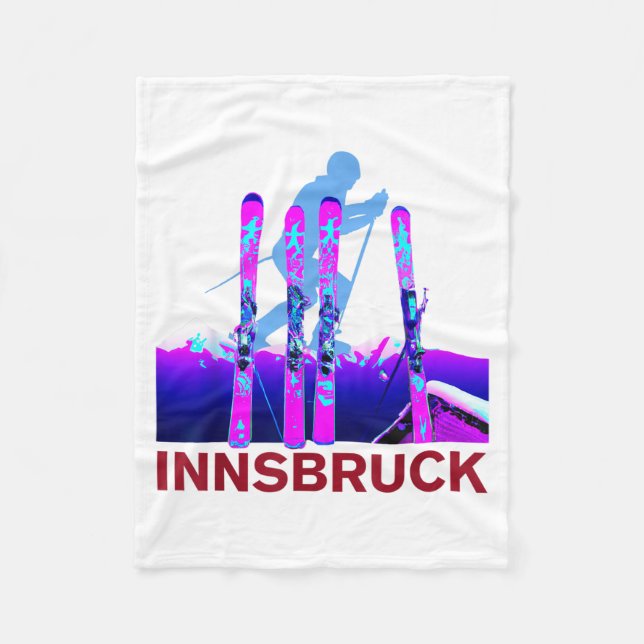 Innsbruck skidåkning &amp; snowboard retro 90s fleecefilt (Framsidan)