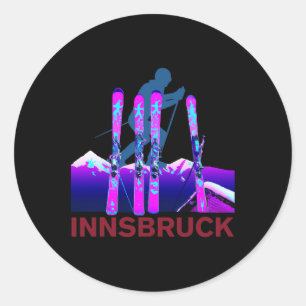 Innsbruck skidåkning och snowboard Retro 90-tal In Runt Klistermärke
