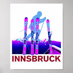 Innsbruck skidåkning & snöbräda retro 90-tal poster