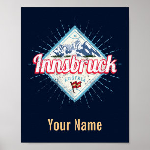 Innsbruck Tyrol Austria Retro Alpernas Vintage Poster