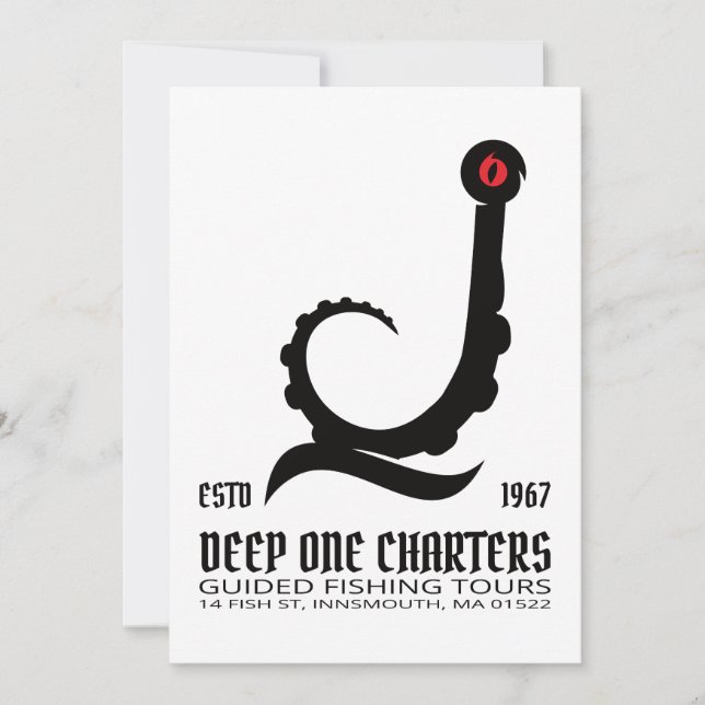 Innsmouth Fishing Tours Cthulhu Lovecraft Inbjudningar (Framsida)