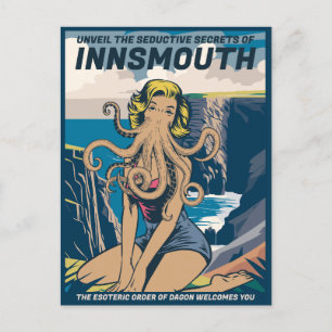 Innsmouth Pin-up Cthulhu Travel Poster Lovecraft Vykort