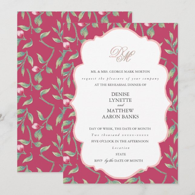 Innuendo Rosa och Spindelväv Rosa Övningsmiddag Inbjudningar (Fram/baksida)