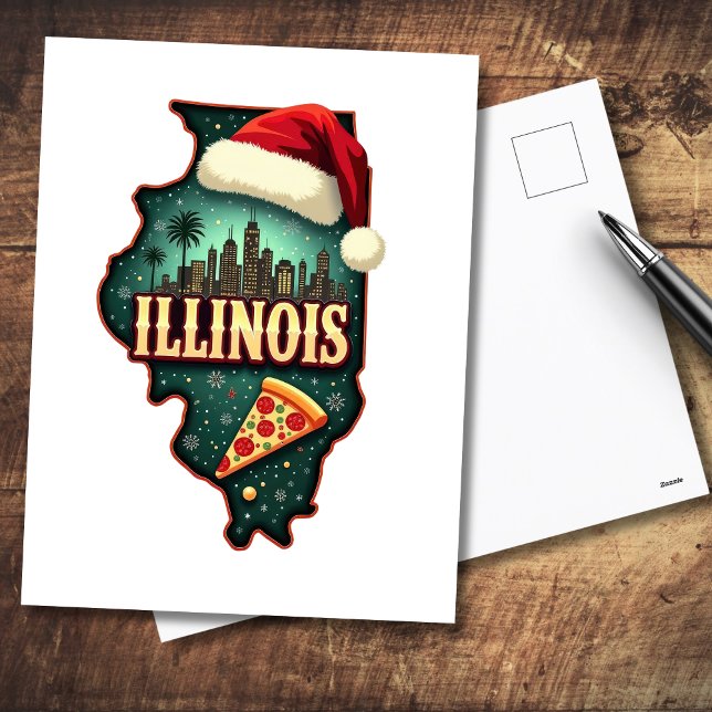 Inois State julkort - Helgdag Helg Vykort (Merry Christmas from Illinois.  Other items available with this design on.)