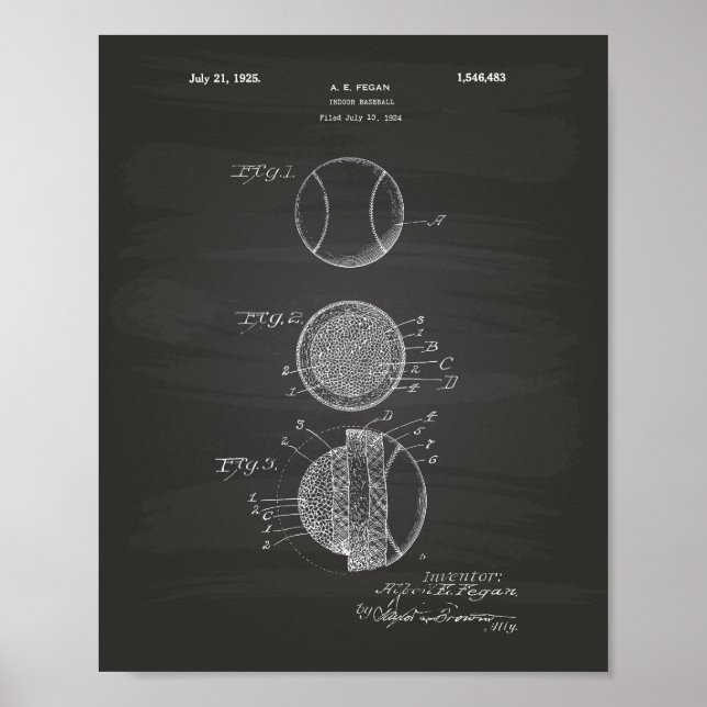 Inomhusbasket 1925 Patent Art Chalkboard Poster (Framsidan)