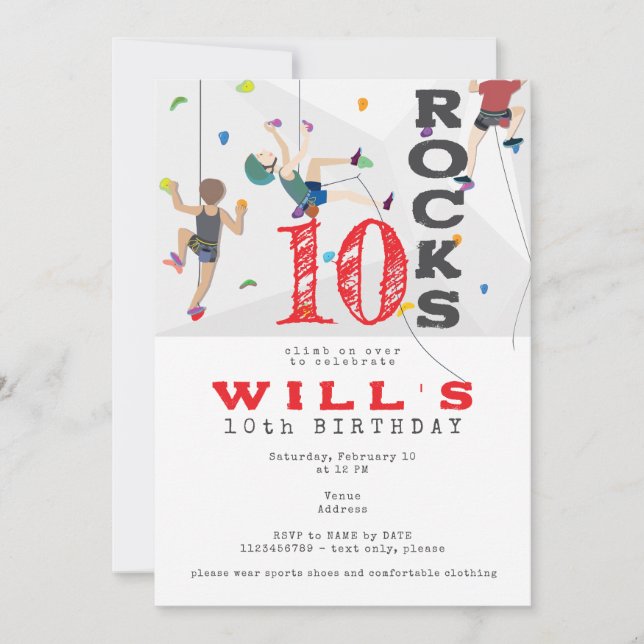 Inomhusmurens klättring Tonåring interpolering av  Inbjudningar (Framsida)