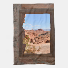 Inomhusvy över branddalen kökshandduk