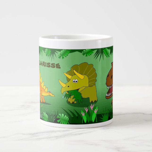Inosaurier i Jumbo Mugg med det anpassade namnet J (Framsidan)