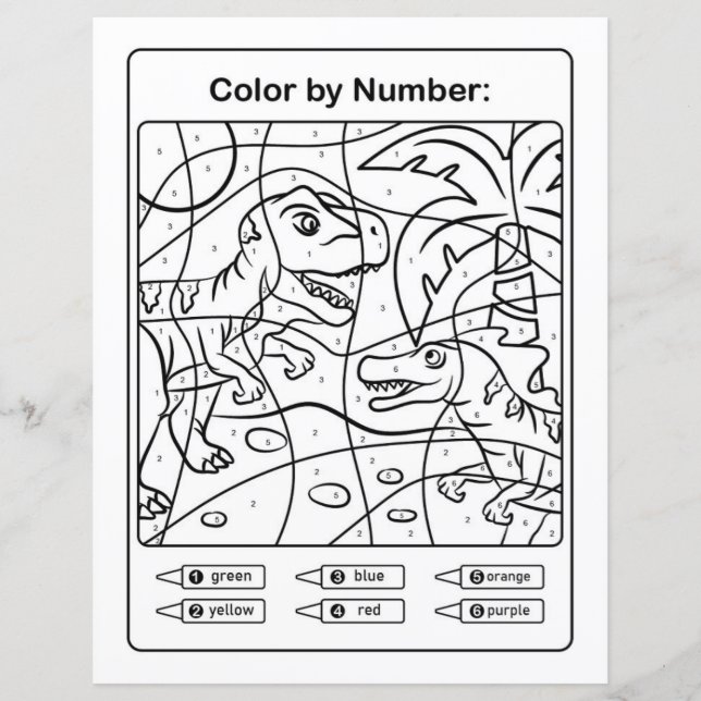 Inosaurier i Jungle Coloring Page efter nummer (Framsida)