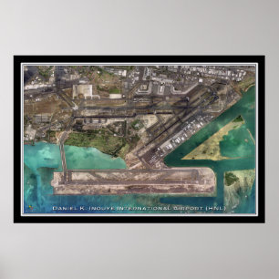 Inouye Intl Airport Honolulu Hawaii Satellite Kart Poster