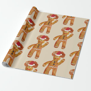 Inpackning av den pappra pepparkaksgubben presentpapper