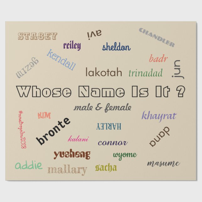 Inpackning av papper med unisex- namn vid presentpapper (Platt)