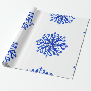 Inpackning av papper vattenfärgsnöflingorjul presentpapper