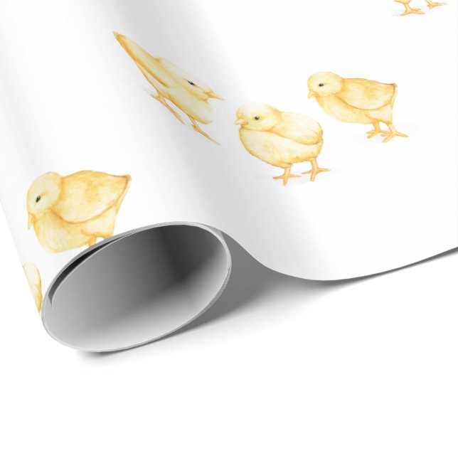 Inpackning av pappra gula babychickar presentpapper (Rullad Hörn)